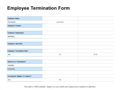 Employee termination form marketing ppt powerpoint presentation portfolio format