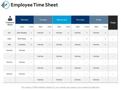 Employee time sheet ppt portfolio aids