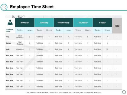 Employee time sheet ppt powerpoint presentation visual aids