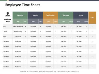 Employee time sheet ppt styles graphics download