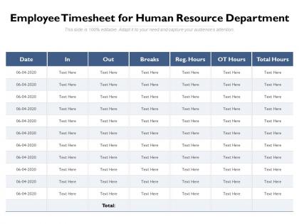 Employee timesheet for human resource department