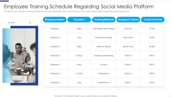 Employee Training Schedule Regarding Social Media Platform Developing Social Media Recruitment Plan