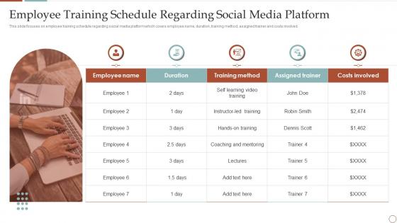 Employee Training Schedule Regarding Social Media Platform Strategic Plan To Improve Social