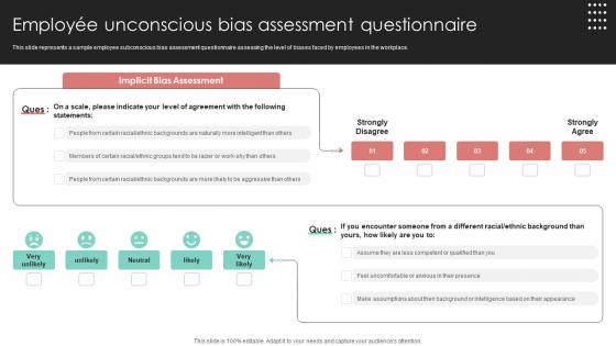 Employee Unconscious Bias Assessment Questionnaire Racial Diversity Training DTE SS
