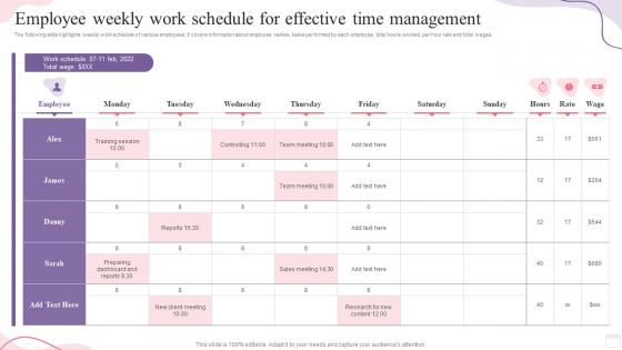 Employee Weekly Work Schedule For Effective Time Management