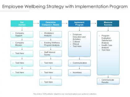 Employee wellbeing strategy with implementation program