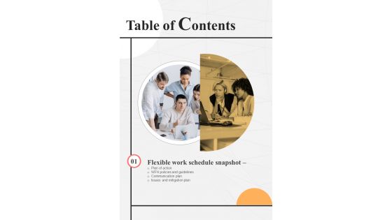 Employee WFH Policy Development Table Of Contents One Pager Sample Example Document