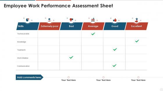 Employee work performance assessment sheet skills