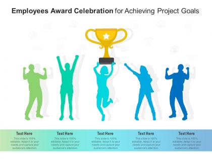 Employees award celebration for achieving project goals infographic template