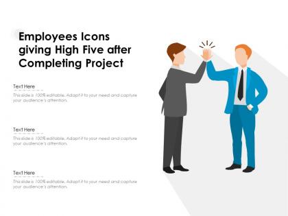 Employees icons giving high five after completing project