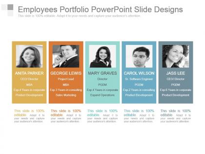 Employees portfolio powerpoint slide designs