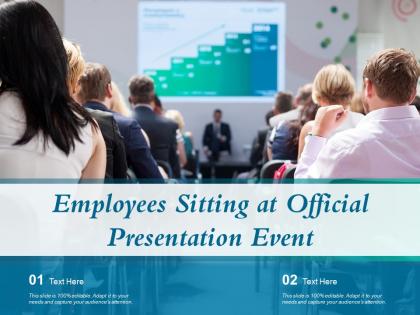 Employees sitting at official presentation event