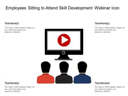 Employees sitting to attend skill development webinar icon