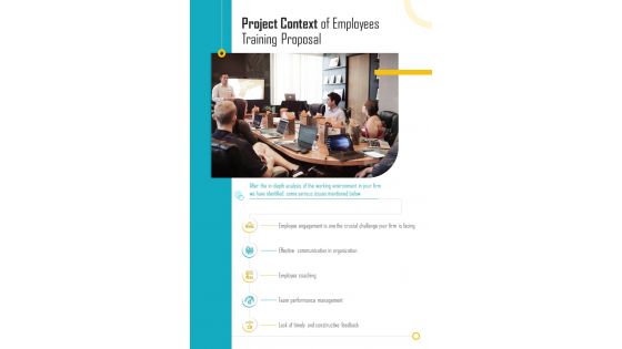 Employees Training Proposal Of Project Context One Pager Sample Example Document