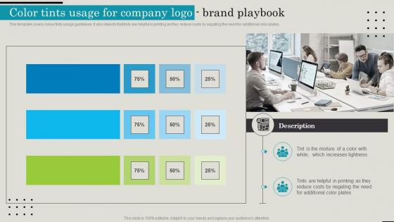 Employer Brand Playbook Color Tints Usage For Company Logo Brand Playbook