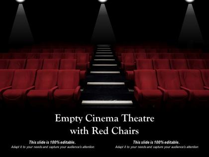 Empty cinema theatre with red chairs