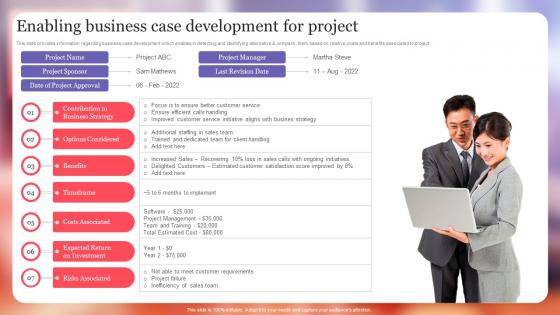 Enabling Business Case Development For Project Project Excellence Playbook For Managers