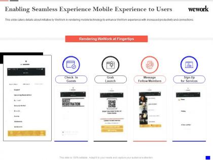 Enabling seamless experience mobile experience to users wework investor funding elevator