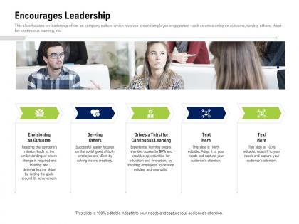 Encourages leadership company culture and beliefs ppt summary