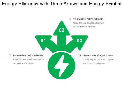 Energy efficiency with three arrows and energy symbol