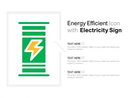 Energy efficient icon with electricity sign