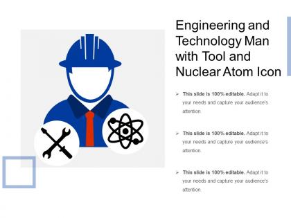 Engineering and technology man with tool and nuclear atom icon