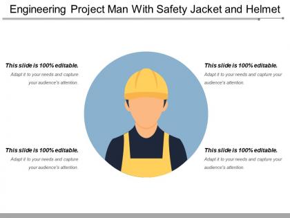Engineering project man with safety jacket and helmet