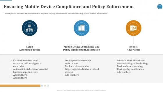 Ensuring Mobile Device Compliance Effective Mobile Device Management Ppt Diagrams