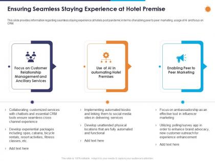 Ensuring seamless staying experience at hotel premise ppt powerpoint presentation example