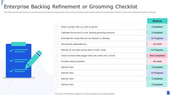 Enterprise Backlog Refinement Or Grooming Checklist