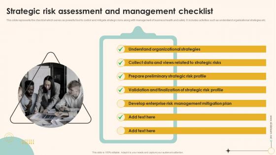 Enterprise Management Mitigation Plan Strategic Risk Assessment And Management Checklist