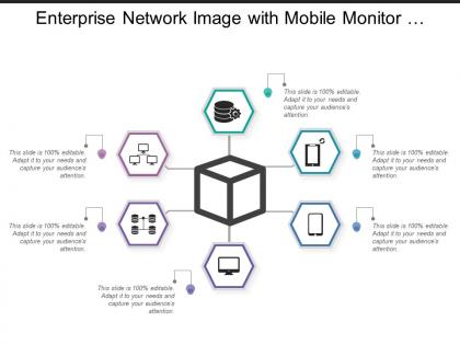 Enterprise network image with mobile monitor data icons