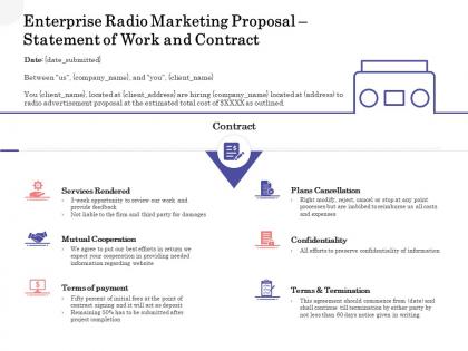 Enterprise radio marketing proposal statement of work and contract ppt master slide
