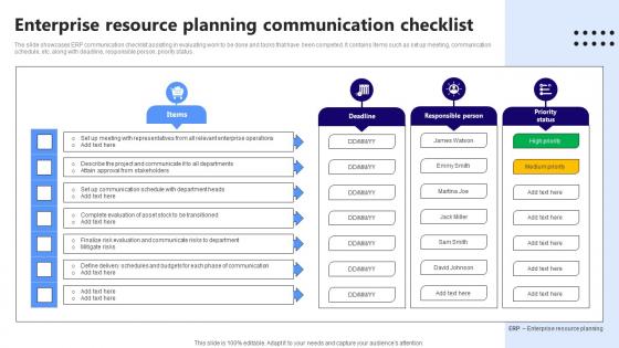 Enterprise Resource Planning Communication Checklist