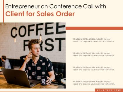 Entrepreneur on conference call with client for sales order