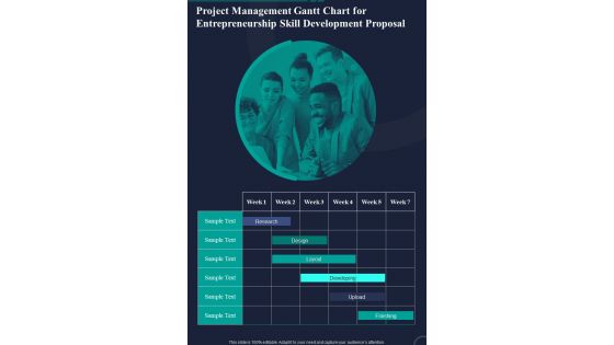 Entrepreneurship Skill Development Project Management Gantt Chart One Pager Sample Example Document