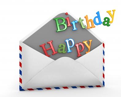 Envelope with happy birthday text stock photo