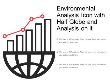 Environmental analysis icon with half globe and analysis on it