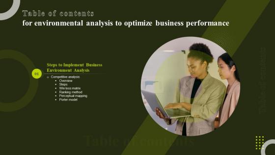 Environmental Analysis To Optimize Business Performance Table Of Contents