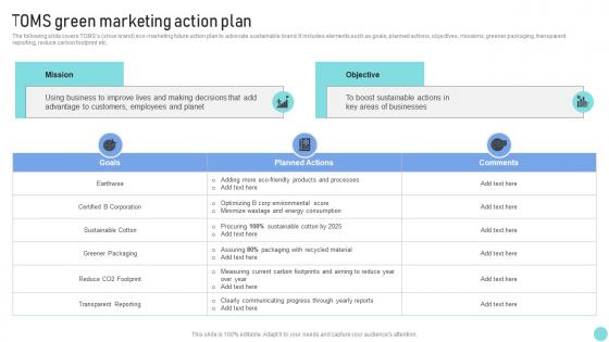 Environmental Marketing Guide Toms Green Marketing Action Plan MKT SS V