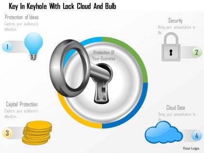 Ep key in keyhole with lock cloud and bulb powerpoint template