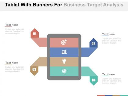 Ep tablet with banners for business target analysis flat powerpoint design