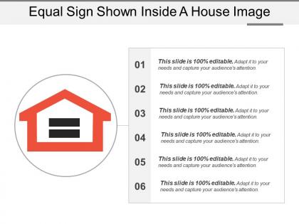 Equal sign shown inside a house image