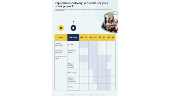 Equipment Delivery Schedule For Your Solar Project One Pager Sample Example Document