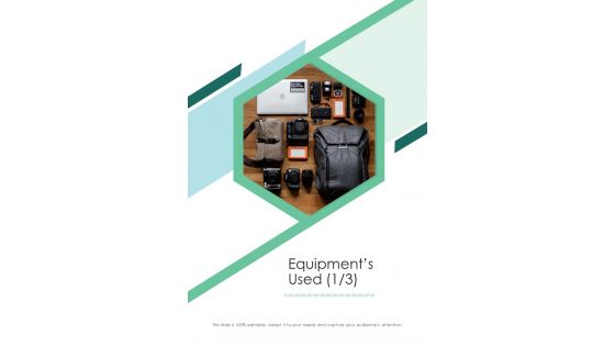 Equipments Used Photography Project Proposal One Pager Sample Example Document