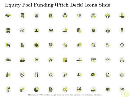 Equity pool funding pitch deck icons slide ppt presentation background images