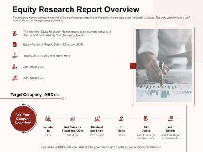 Equity research report overview in depth analysis ppt powerpoint presentation infographic template designs