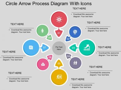 Er circle arrow process diagram with icons flat powerpoint design