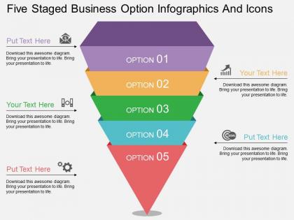 Er five staged business option infographics and icons flat powerpoint design