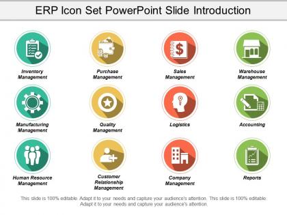 Erp icon set powerpoint slide introduction